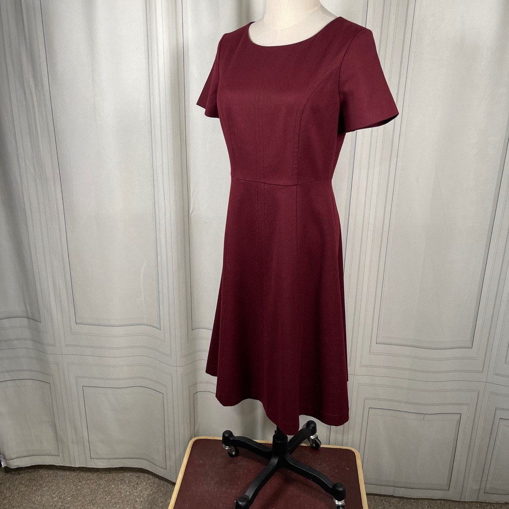 Talbots Burgundy Wool Fit & Flare Dress Size 2 Short‎ Sleeve - Picture 10 of 15